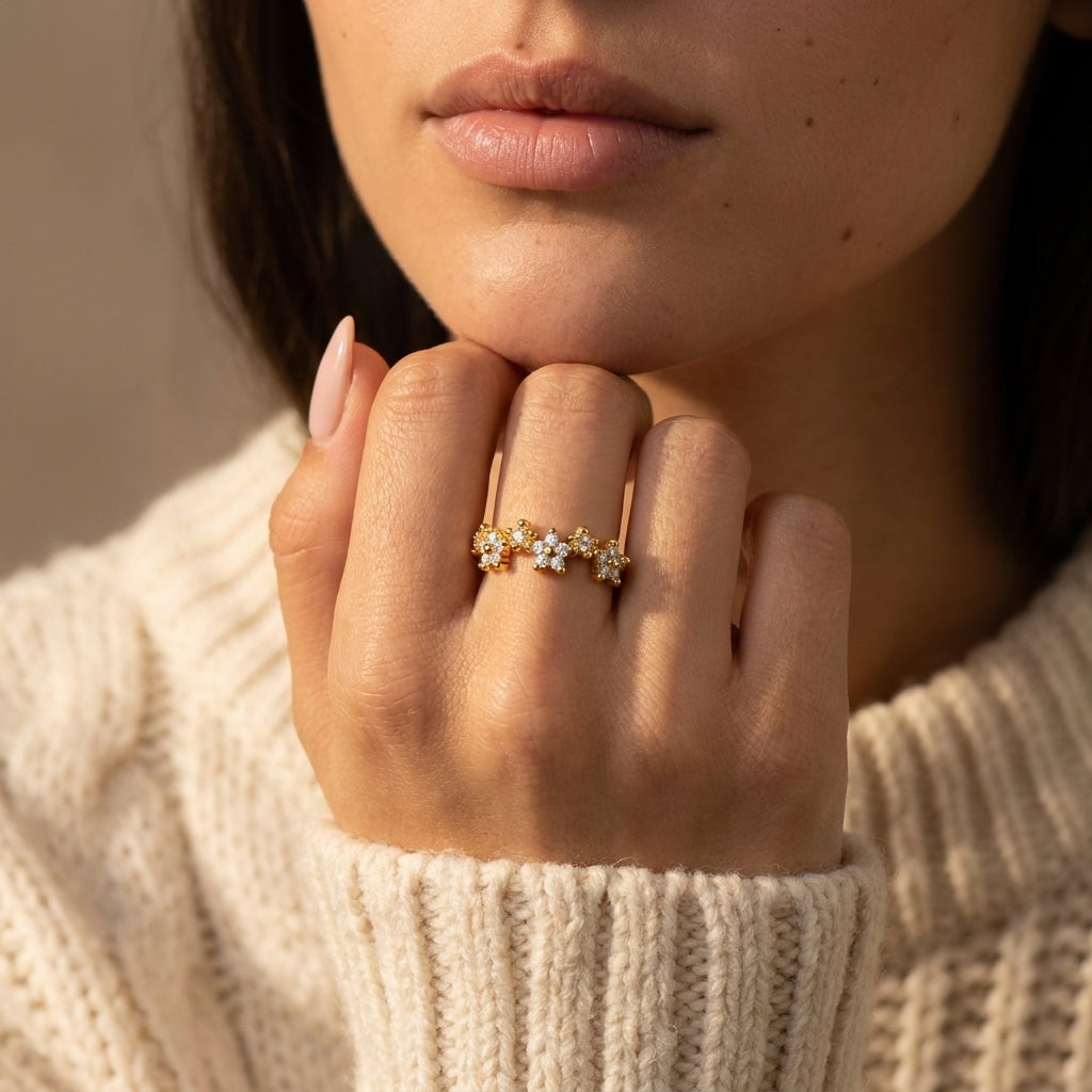 Women's Crystal Cluster Band Ring