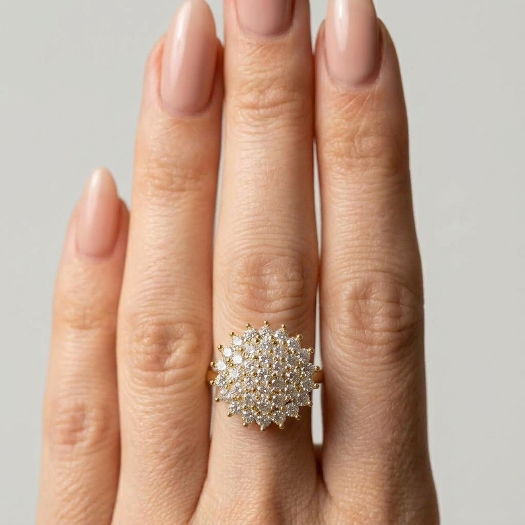Women's Crystal Cluster Dome Ring