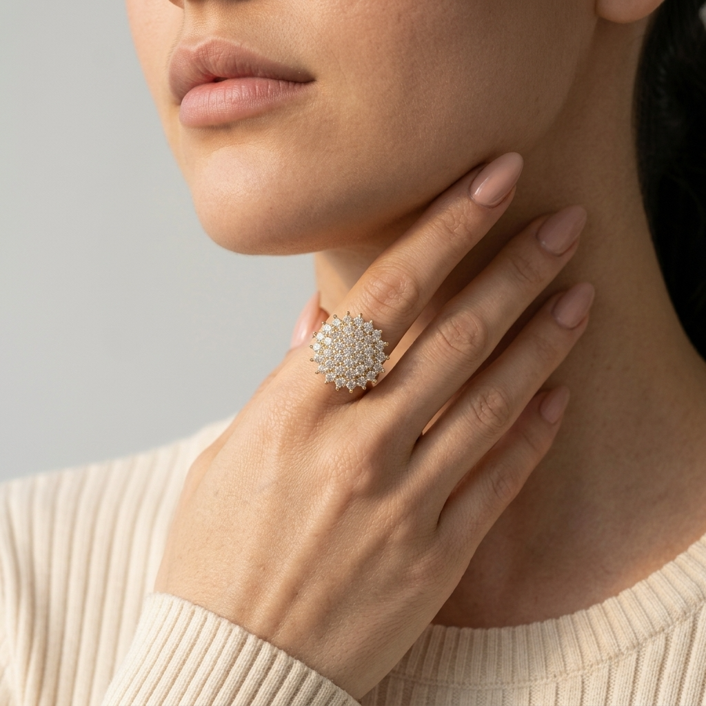 Women's Crystal Cluster Dome Ring