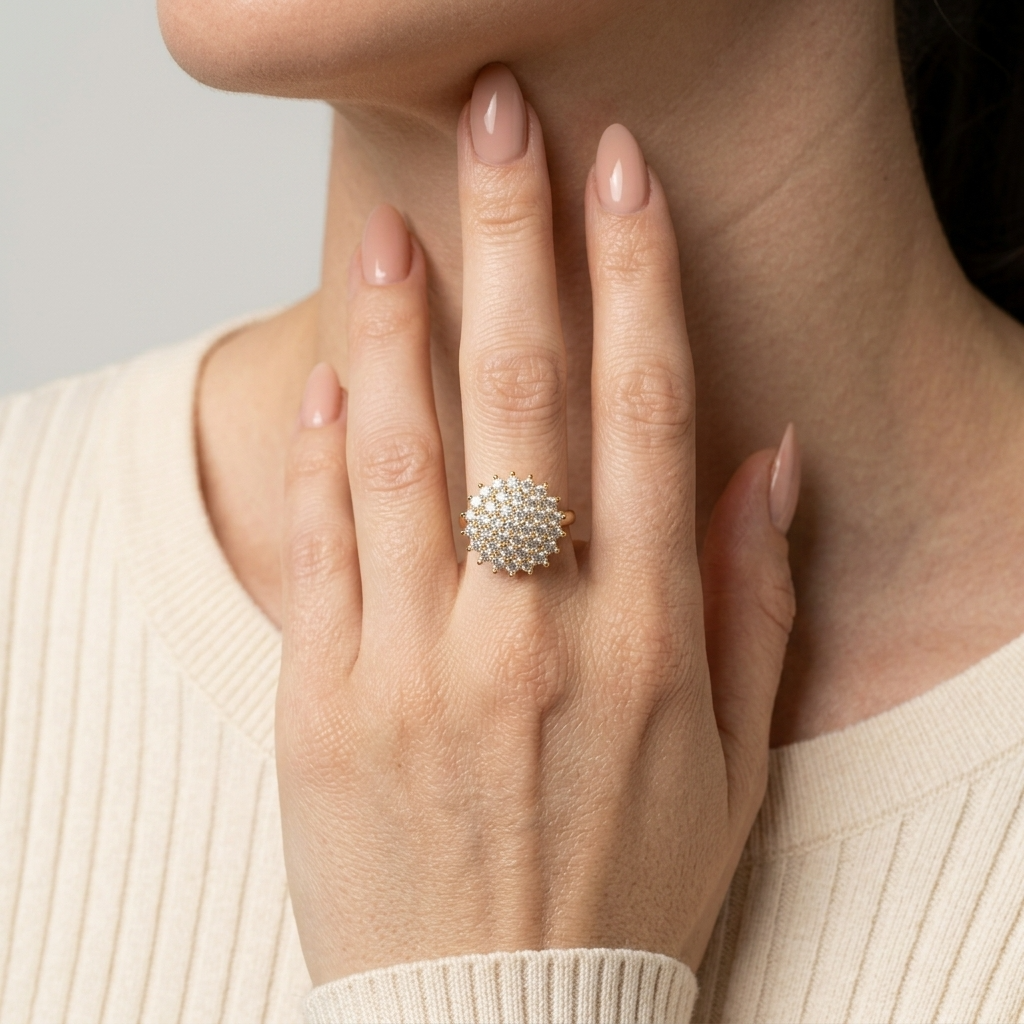 Women's Crystal Cluster Dome Ring