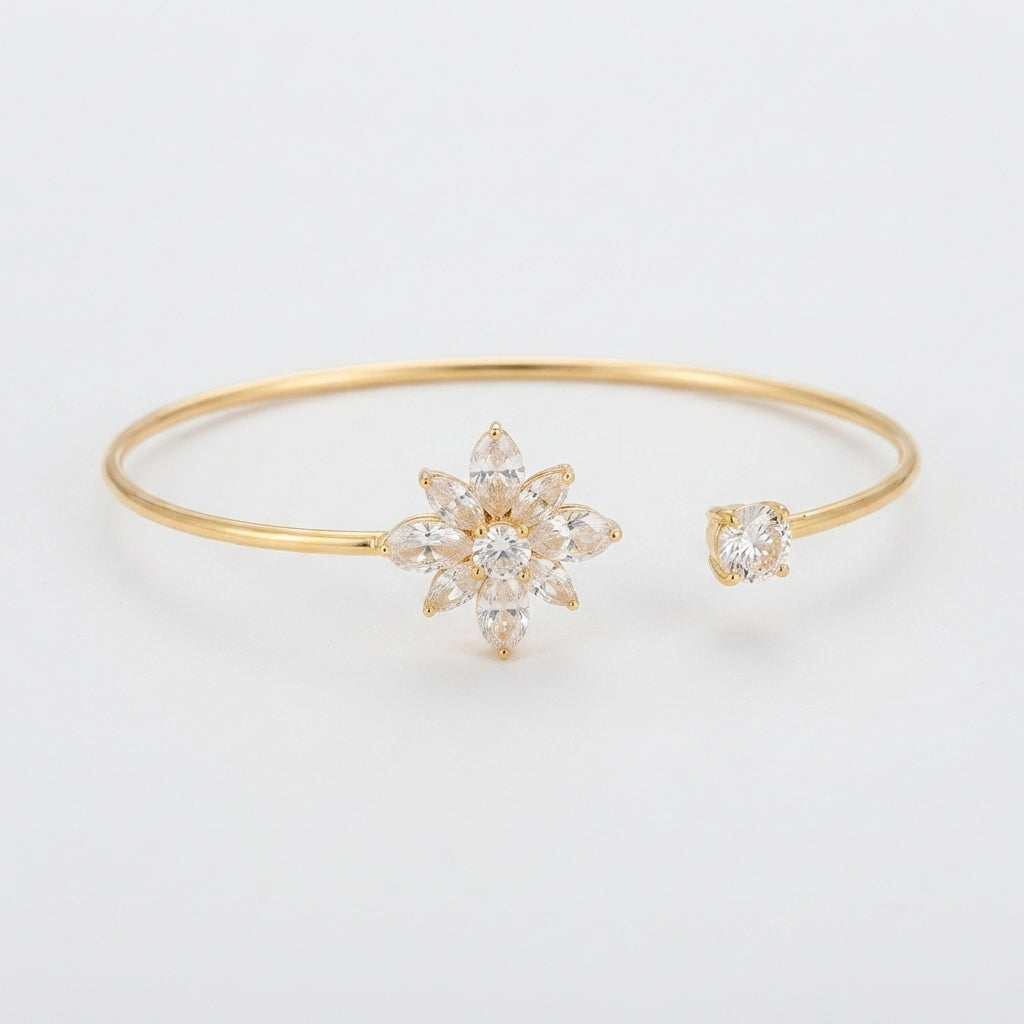 Women's Crystal Cluster Open Cuff Bangle