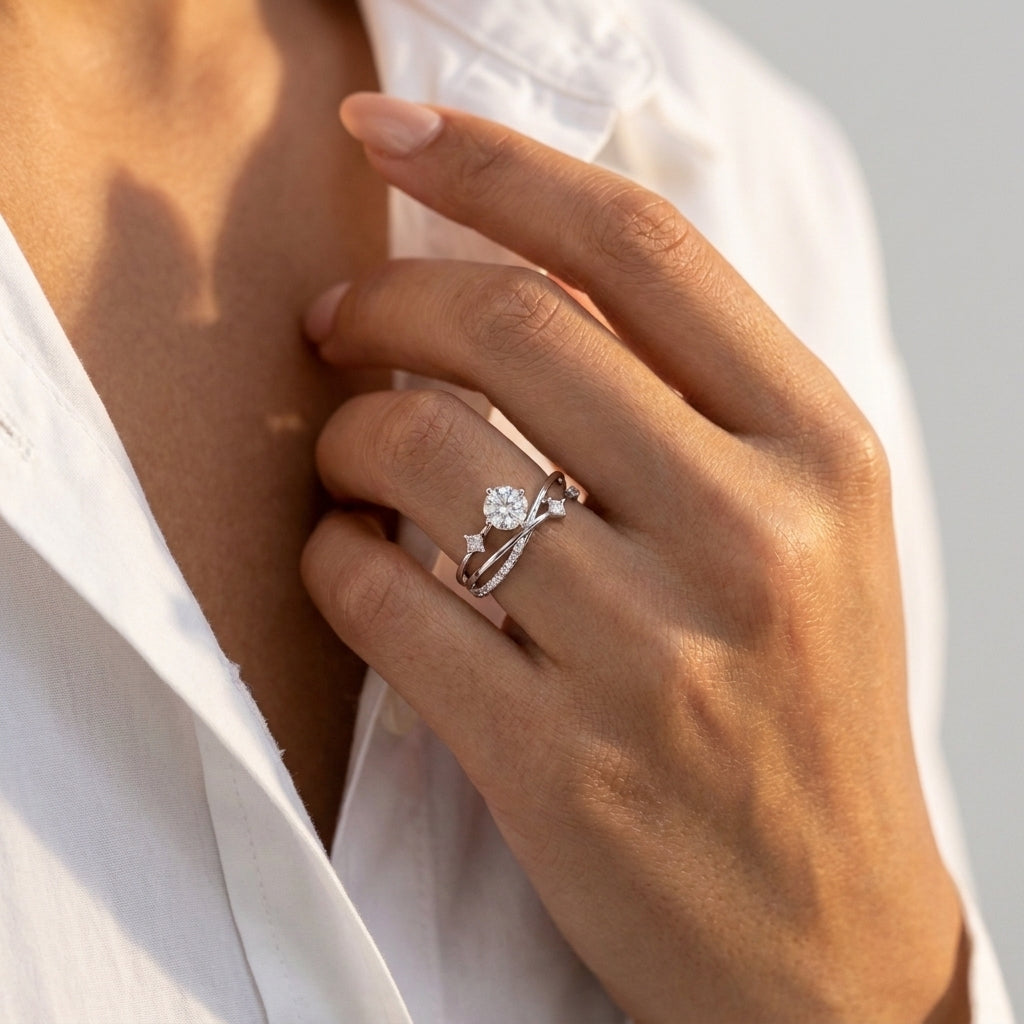 Women's Crystal Crossover Ring