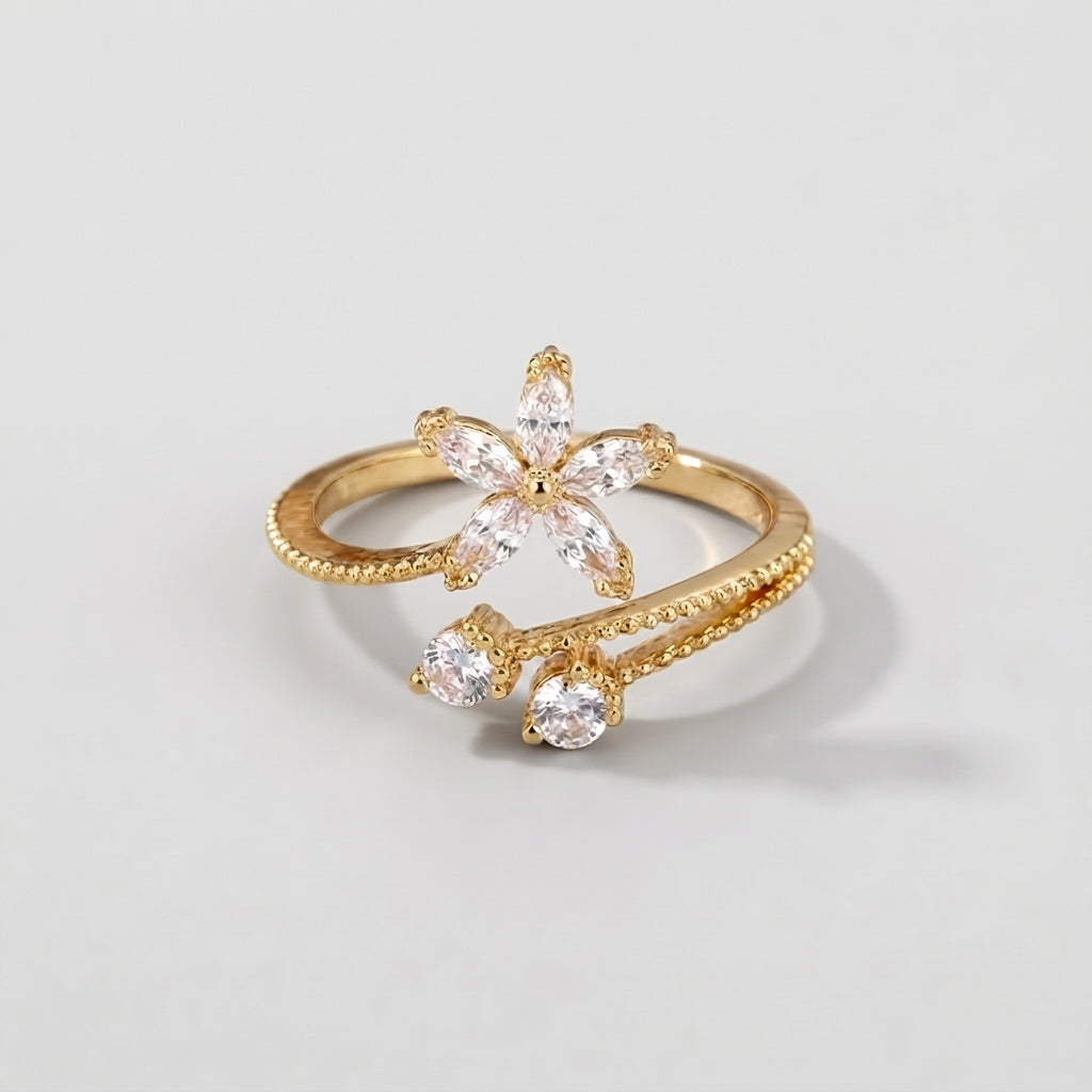 Women's Crystal Flower Ring