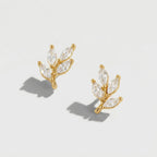Women's Crystal Leaf Stud Earrings