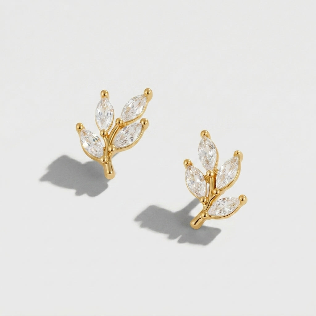 Women's Crystal Leaf Stud Earrings
