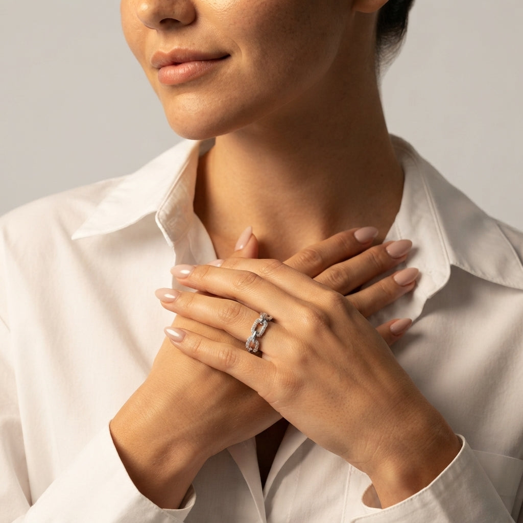 Women's Crystal Link Ring