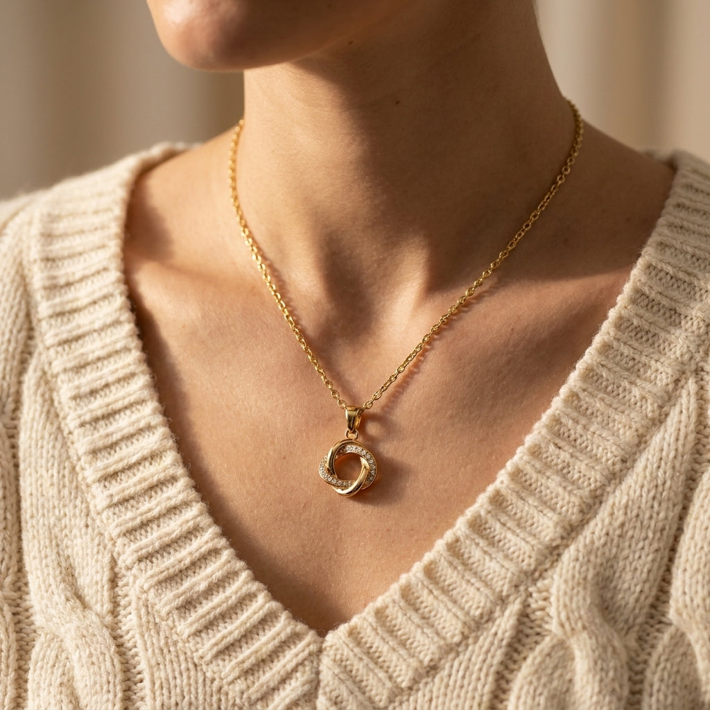 Women's Crystal Pave Twisted Pendant Necklace
