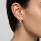 Women's Crystal Solitaire Huggie Earrings