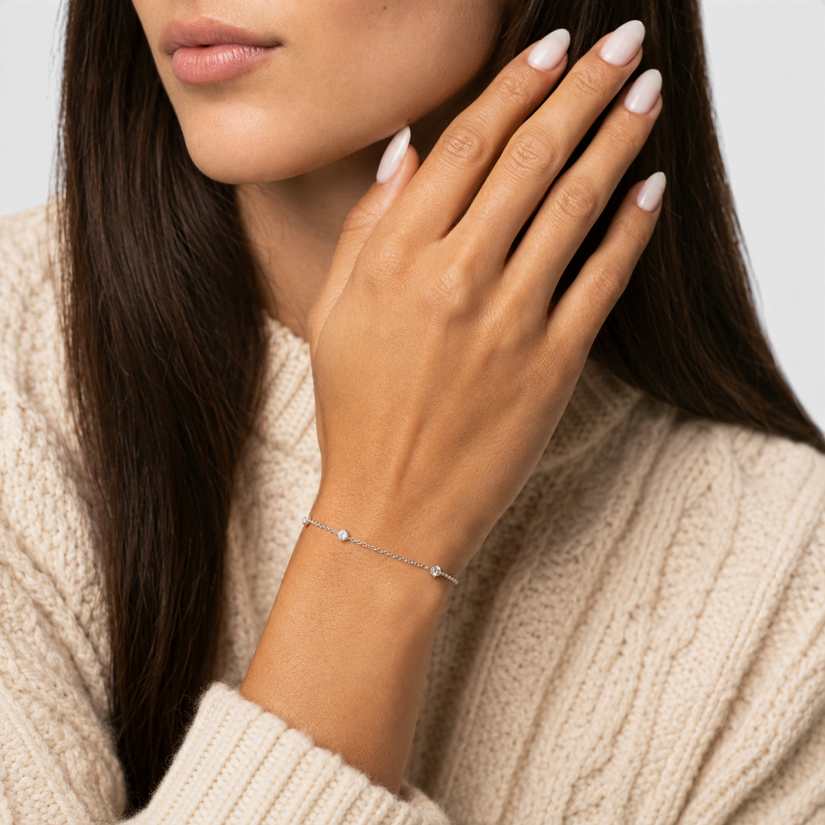 Women's Crystal Station Cable Chain Bracelet