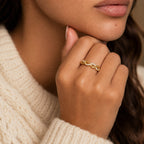 Women's Crystal Twist Open Ring
