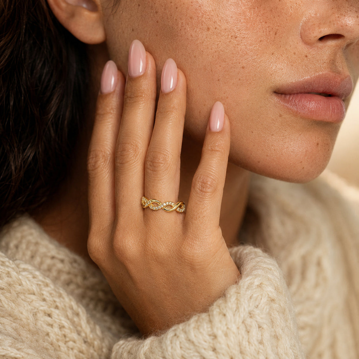 Women's Crystal Twist Open Ring