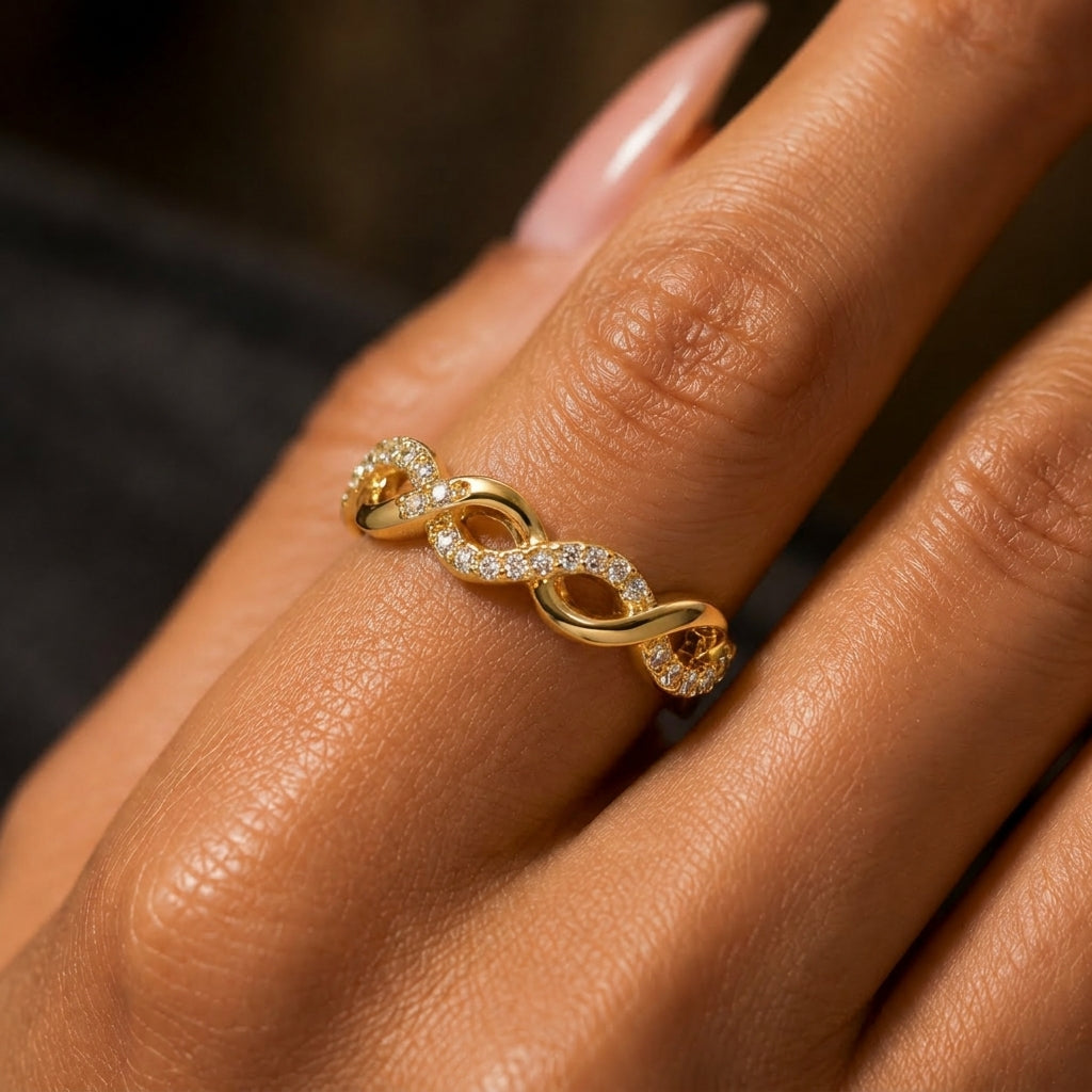 Women's Crystal Twist Open Ring
