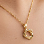 Women's Crystal Twisted Ring Pendant Necklace
