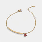 Women's Curved Bar Heart Charm Bracelet