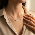Women's Curved Bar Pendant Necklace