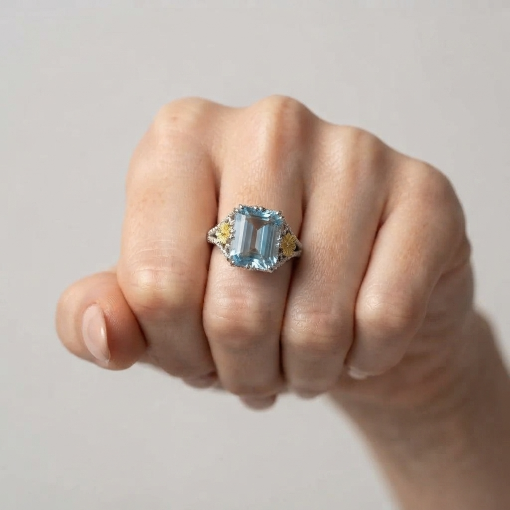 Women's Daisy Blue Stone Ring