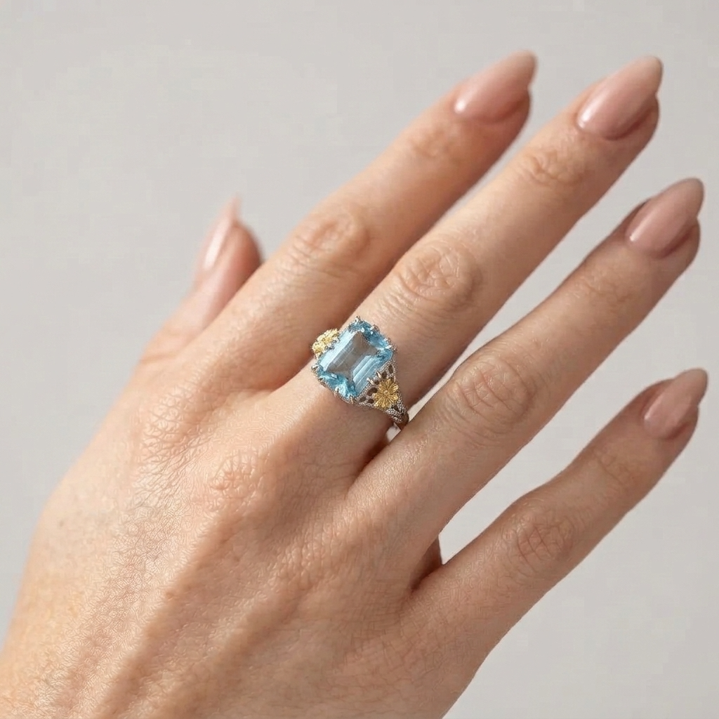 Women's Daisy Blue Stone Ring