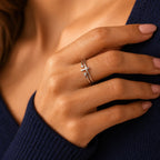Women's Double Band Cross Crystal Ring