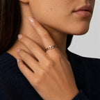Women's Double Band Cross Crystal Ring