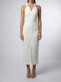 Women's Elegant Collared Halter Neck Wedding Guest Midi Dress