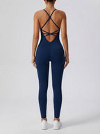 Women's Elegant Cross Back Sleeveless Jumpsuit with Scoop Neck