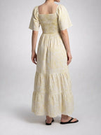 Women's Elegant Floral Tiered Occasion Maxi Dress with Sweetheart Neck