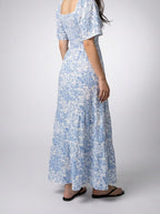 Women's Elegant Floral Tiered Occasion Maxi Dress with Sweetheart Neck