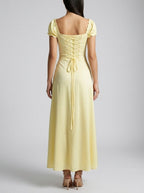 Women's Elegant Off-Shoulder Maxi Dress with Puff Sleeve