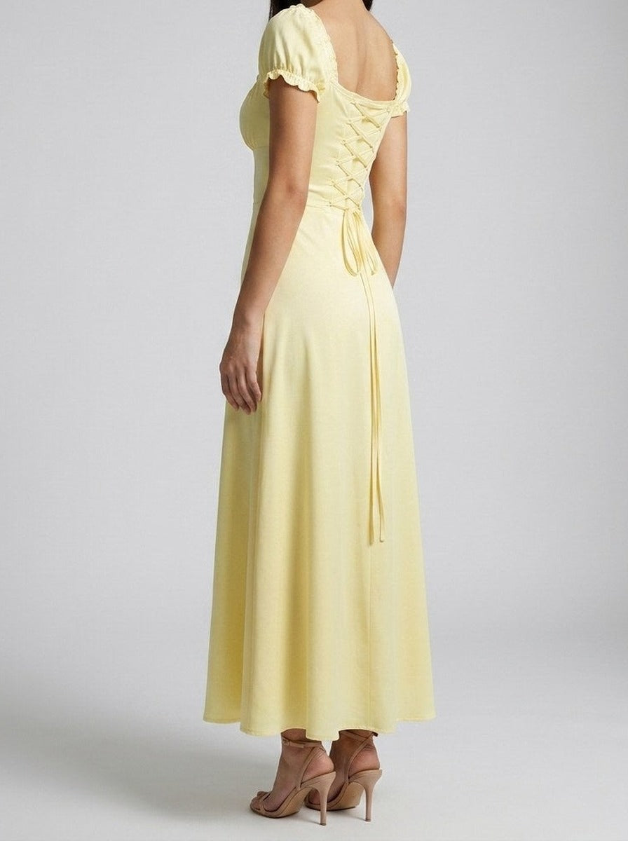 Women's Elegant Off-Shoulder Maxi Dress with Puff Sleeve
