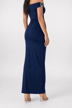 Women's Elegant Off-Shoulder Ruched Wedding Guest Maxi Dress