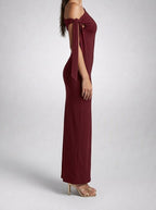 Women's Elegant One-Shoulder Draped Asymmetric Wedding Guest Maxi Dress