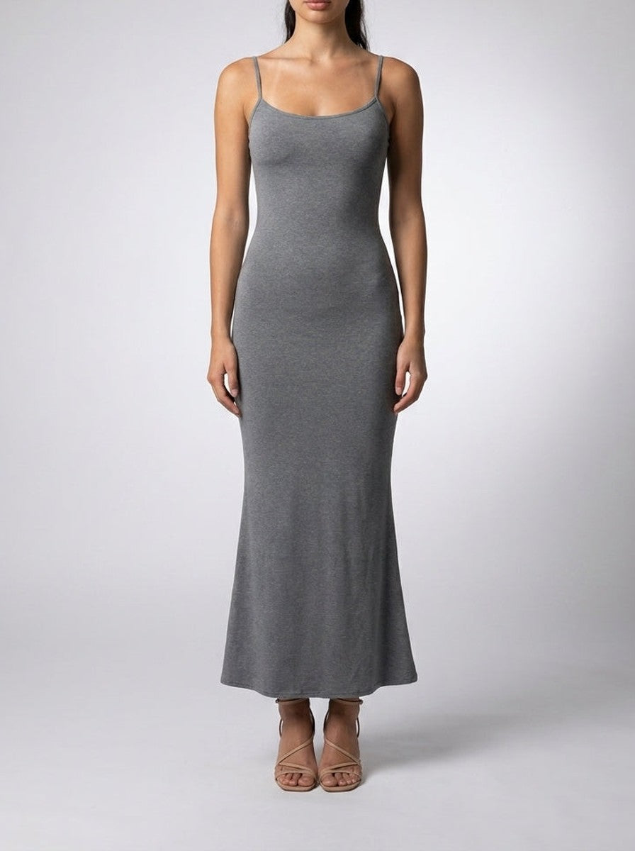 Women's Elegant Scoop Neck Spaghetti Strap Bodycon Maxi Dress
