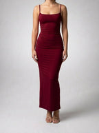 Women's Elegant Scoop Neck Spaghetti Strap Bodycon Maxi Dress