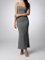 Women's Elegant Scoop Neck Spaghetti Strap Bodycon Maxi Dress