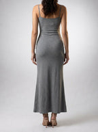 Women's Elegant Scoop Neck Spaghetti Strap Bodycon Maxi Dress