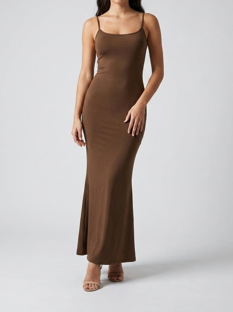 Women's Elegant Scoop Neck Spaghetti Strap Bodycon Maxi Dress