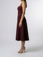 Women's Elegant Square Neck Sleeveless A-Line Occasion Midi Dress