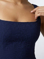 Women's Elegant Square Neck Sleeveless A-Line Occasion Midi Dress