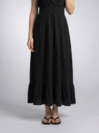 Women's Elegant Tiered Occasion Maxi Dress with Ruffle Cap Sleeve