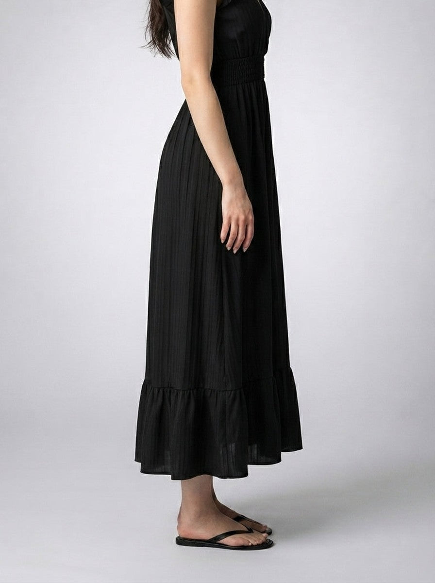 Women's Elegant Tiered Occasion Maxi Dress with Ruffle Cap Sleeve