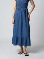 Women's Elegant Tiered Occasion Maxi Dress with Ruffle Cap Sleeve