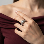 Women's Embossed Crystal Ring