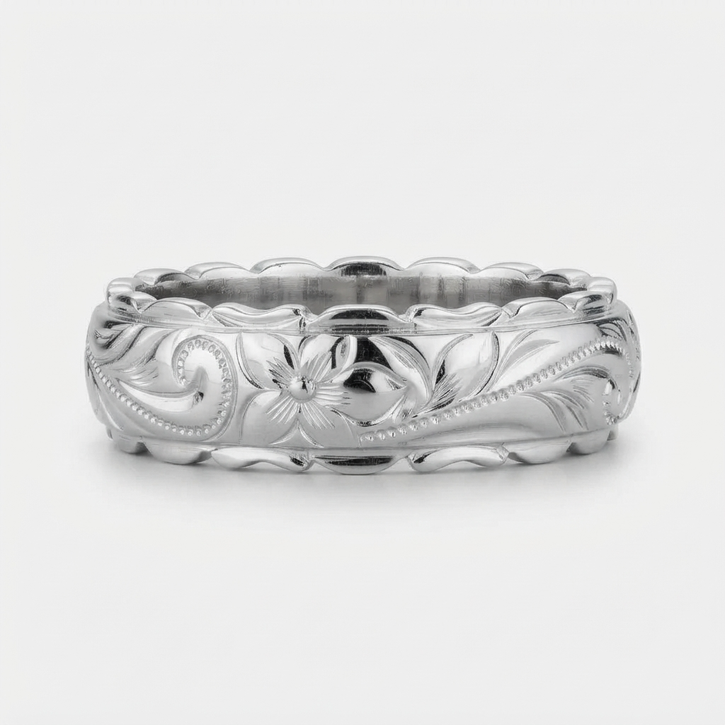 Women's Embossed Floral Ring