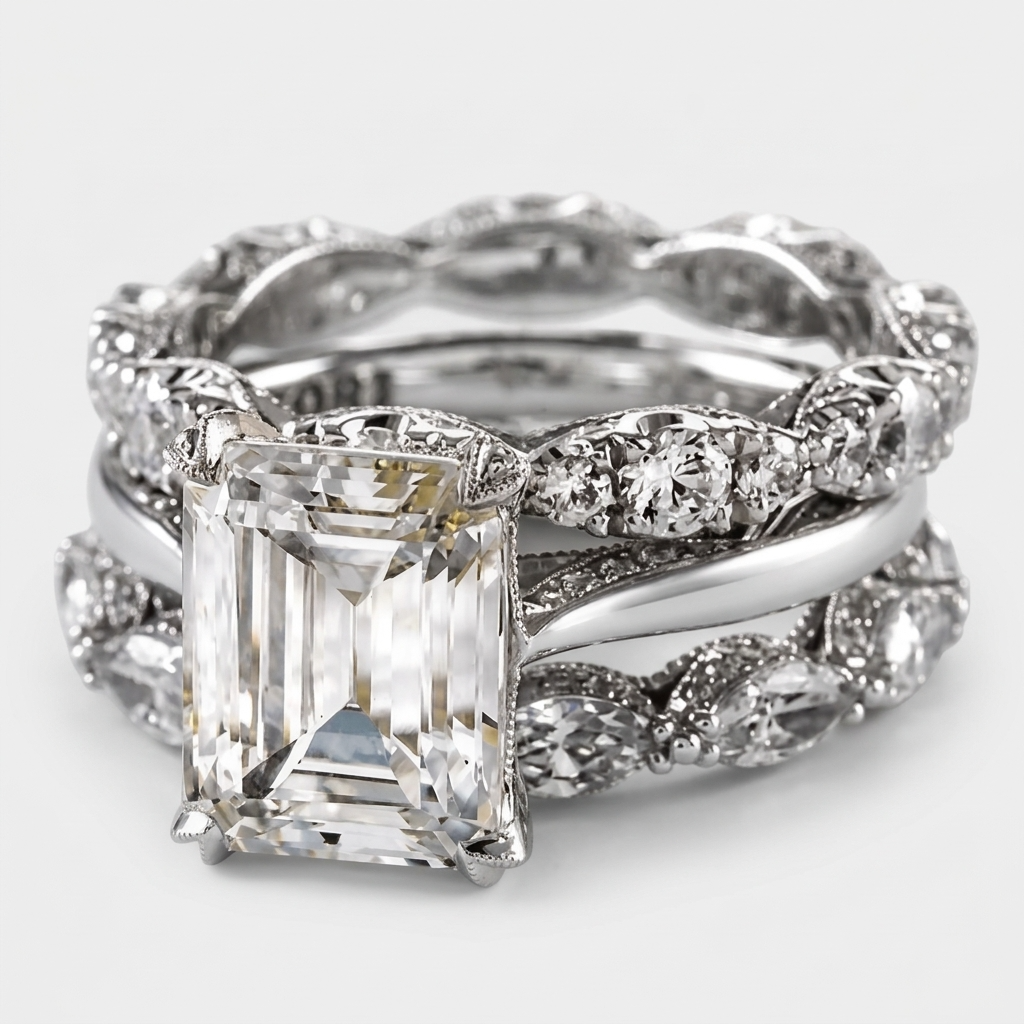Women's Emerald Cut Crystal Ring