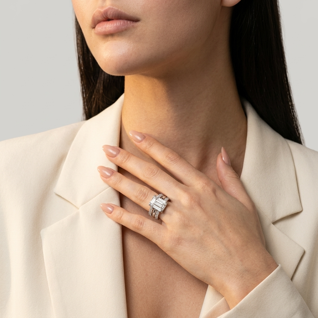 Women's Emerald Cut Crystal Ring