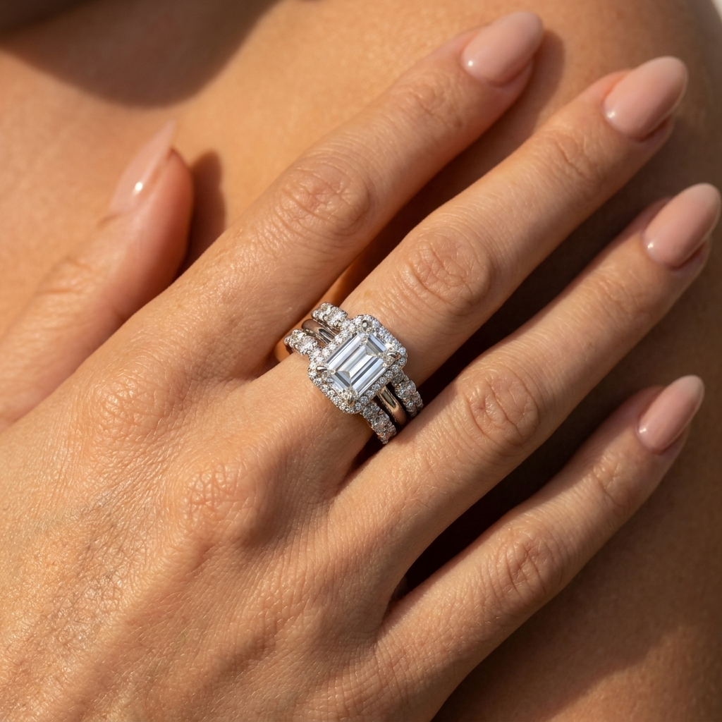 Women's Emerald Cut Crystal Ring