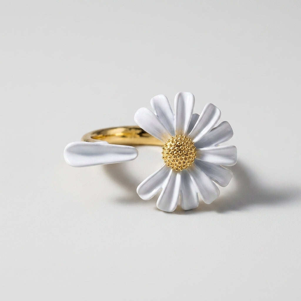 Women's Enamel Daisy Ring