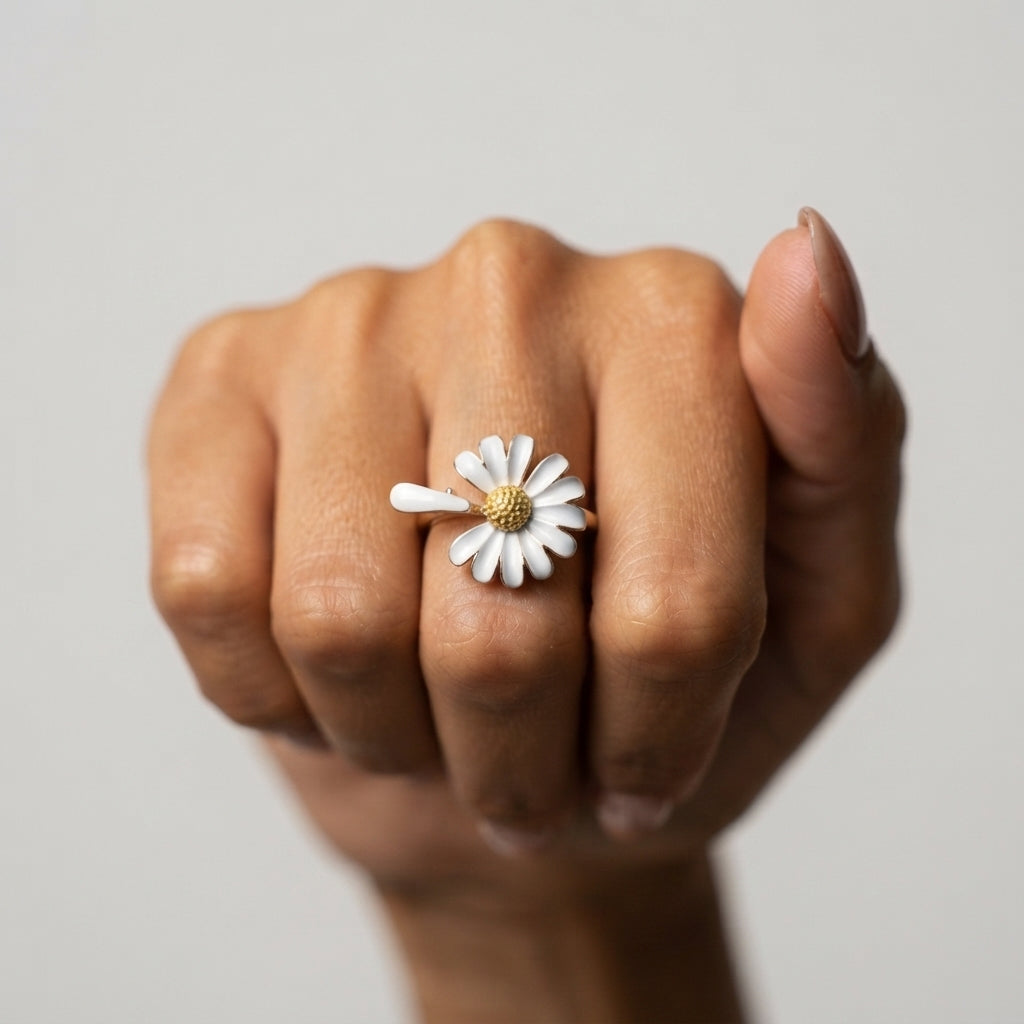 Women's Enamel Daisy Ring