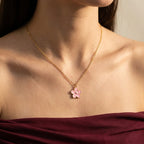 Women's Enamel Flower Pendant Necklace