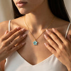 Women's Enamel Flower Pendant Necklace
